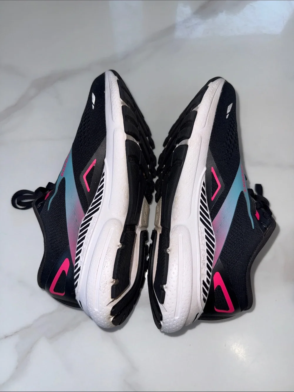 Brooks Women’s Black Running Shoes with Pink & Teal Accents